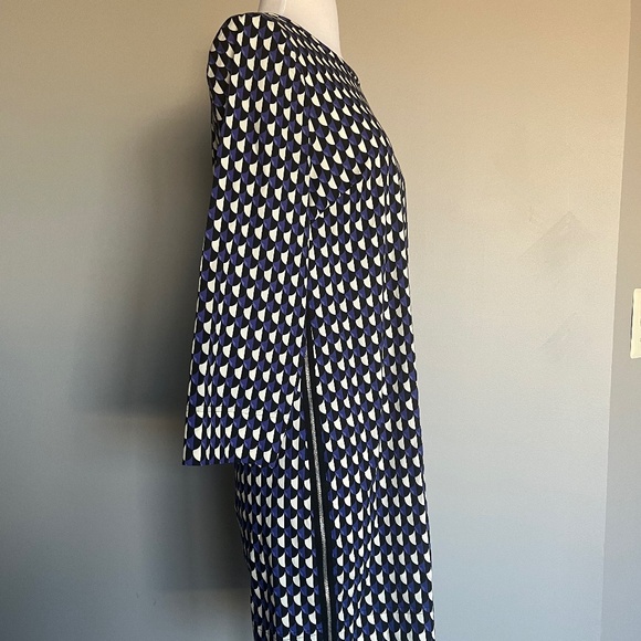 J. Crew Jet Set Geo Shift Career 3/4 Sleeve‎ Casual Geometric Zip Midi Dress 2 - Picture 8 of 16